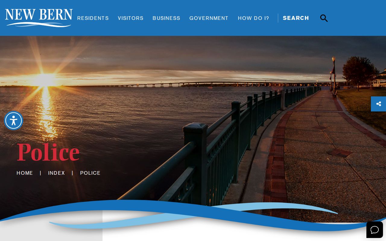 New Bern Police Department official website and records navigation