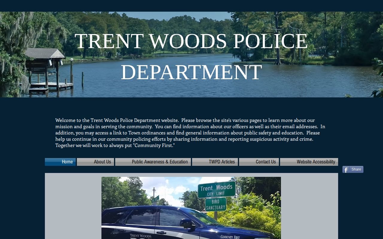 Official Trent Woods Police Department landing page