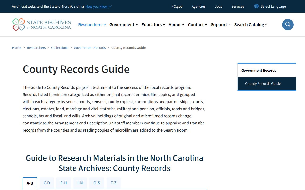 North Carolina State Archives Craven County records guide